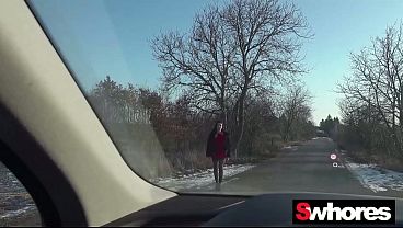 Peter Stallion picks up Vitoria Vontese for bareback anal car sex at Swhores